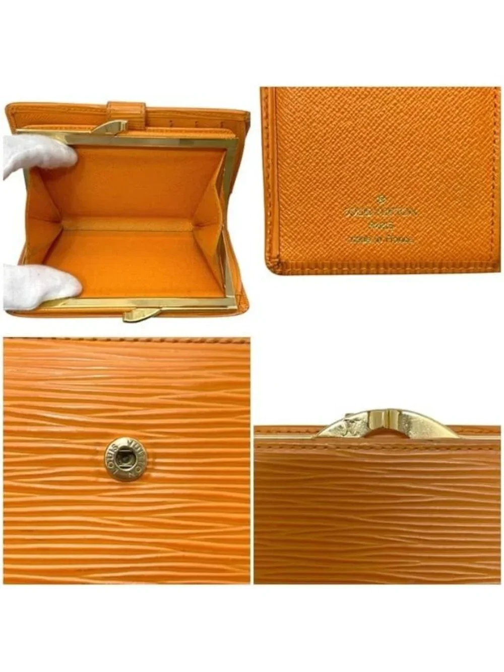 Louis Vuitton Bifold Wallet Portomonevier Viennois Orange Mandarin Epi Kiss